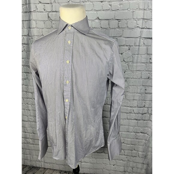Charles Tyrwhitt Mens 16/35 Slim Fit French Cuff Dress Shirt Purple,White Stripe - Picture 3 of 10